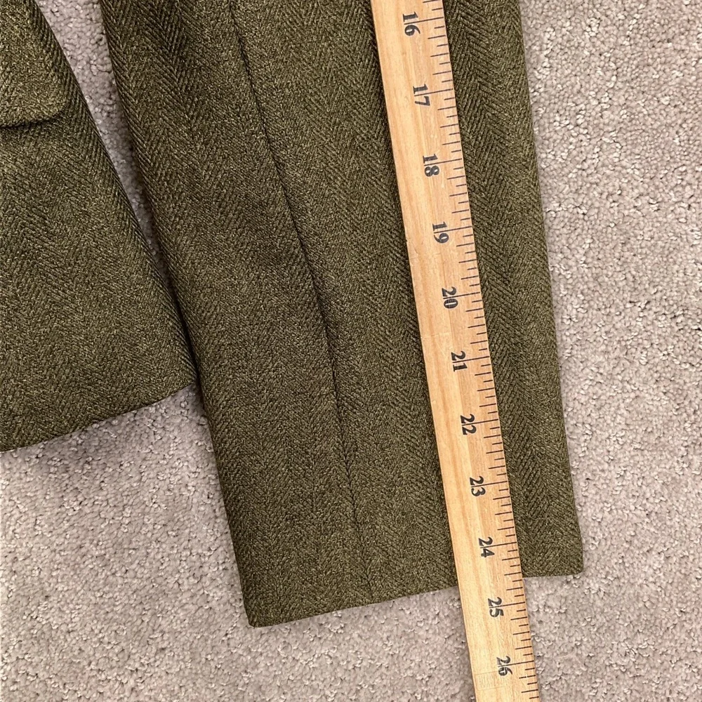 Le Suit Skirt Set Women 14 Olive Green Herringbone‎ Minimalist Career Structured